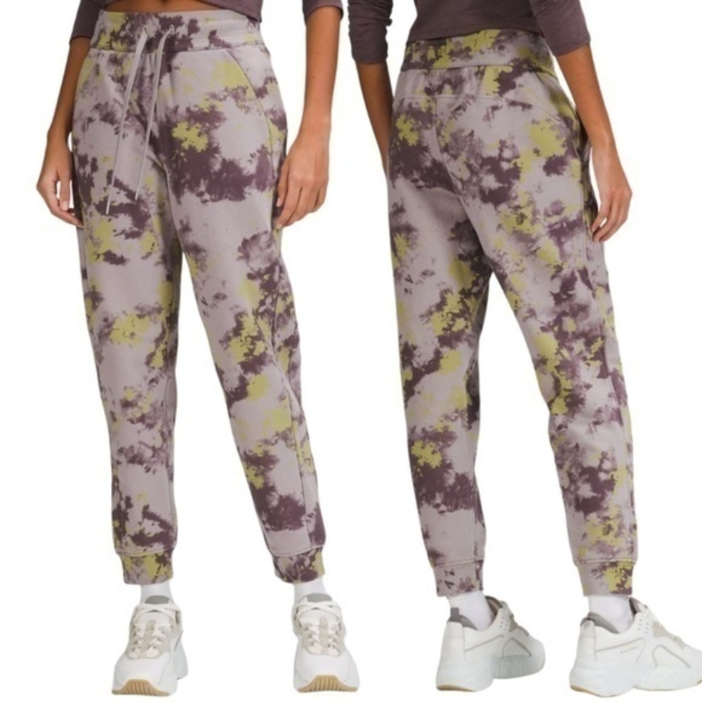Lululemon Scuba High Rise Jogger Orbital Tie Dye Mauve Gray Multi Pants Size 4